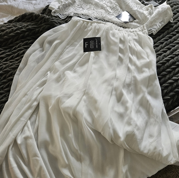 Midnight Memories White Lace Two-Piece Maxi Dress - Picture 3 of 4